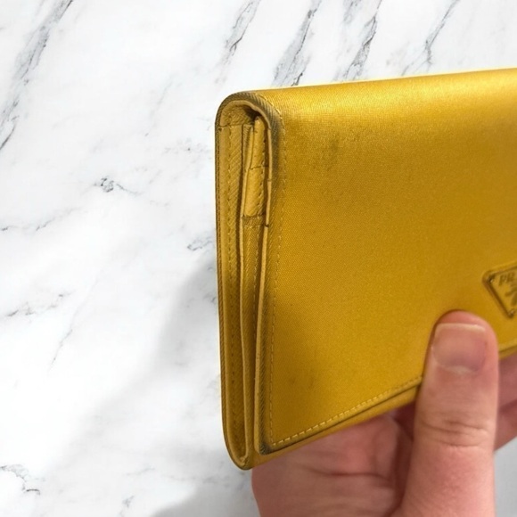 PRADA Authentic Giallo Tessuto Nylon Wallet on detachable Gold White Rope Chain - Picture 6 of 17